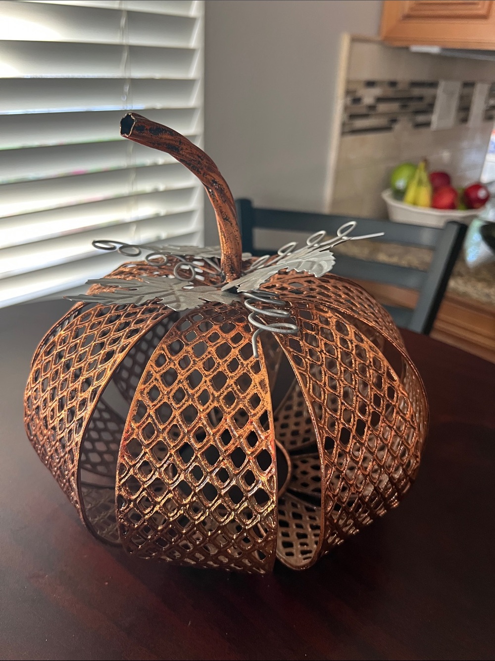Decorative Copper Metal Pumpkin Table Accent